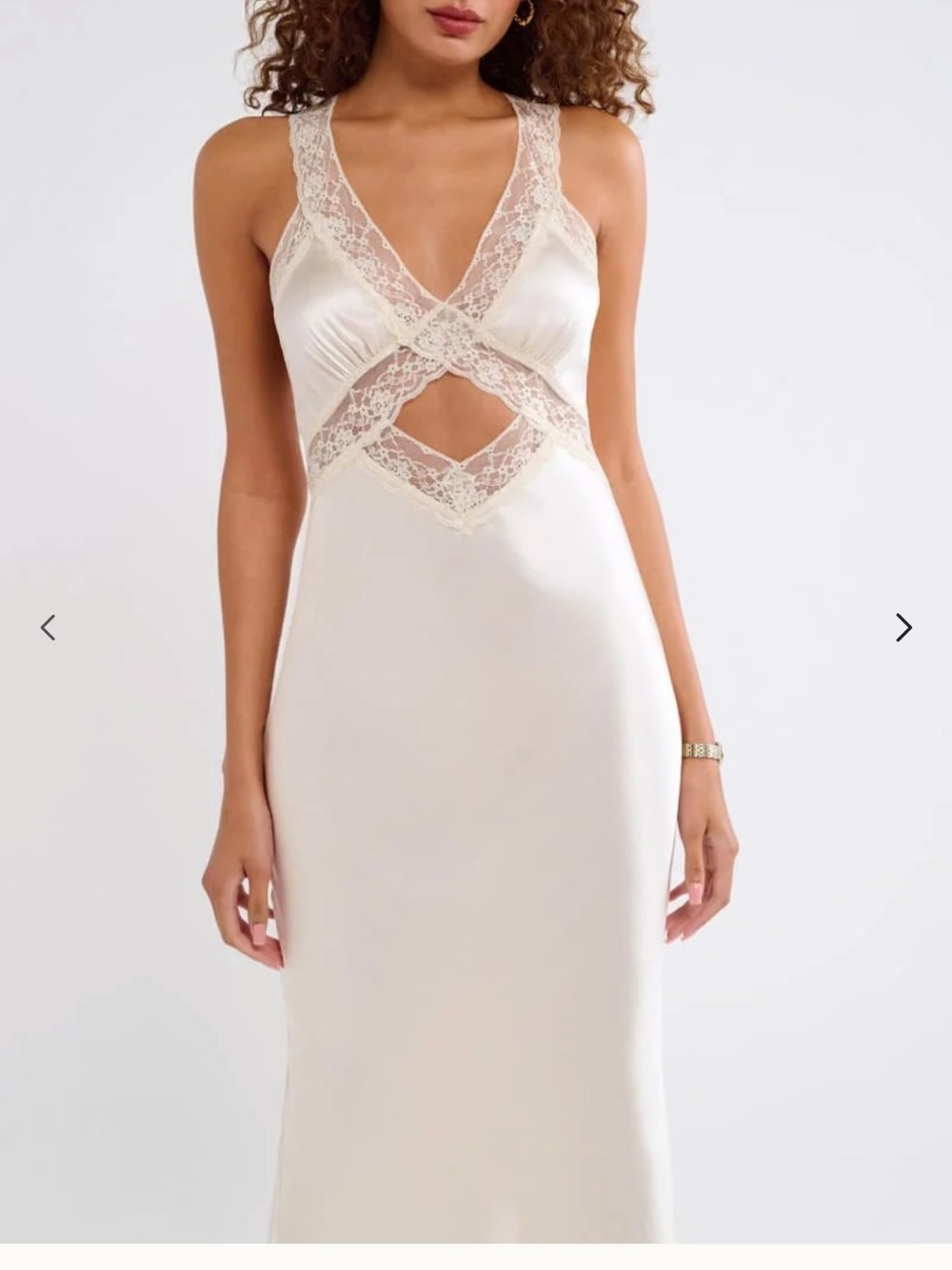 Rumored Ivory Lace Maxi Dress with Sheer Insets